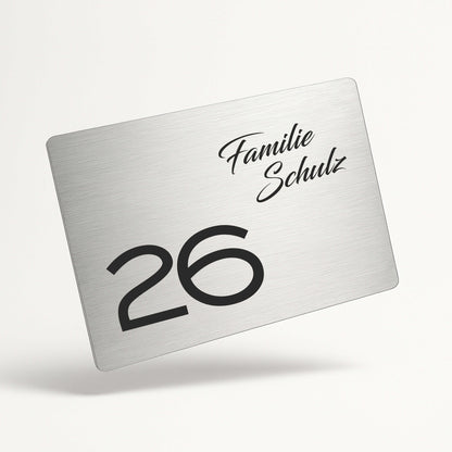 Personalisiertes Türschild „modern, elegant, reduziert“ aus gebürstetem Acryl