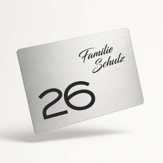 Personalisiertes Türschild „modern, elegant, reduziert“ aus gebürstetem Acryl