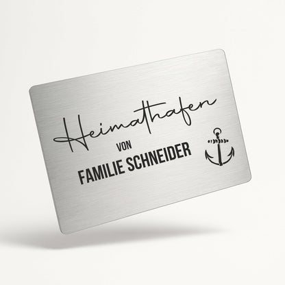 Maritimes Türschild personalisiert mit Namen aus Acryl - Heimathafen