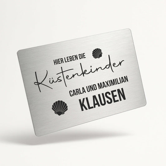 Maritimes Türschild personalisiert mit Namen aus Acryl - Küstenkinder