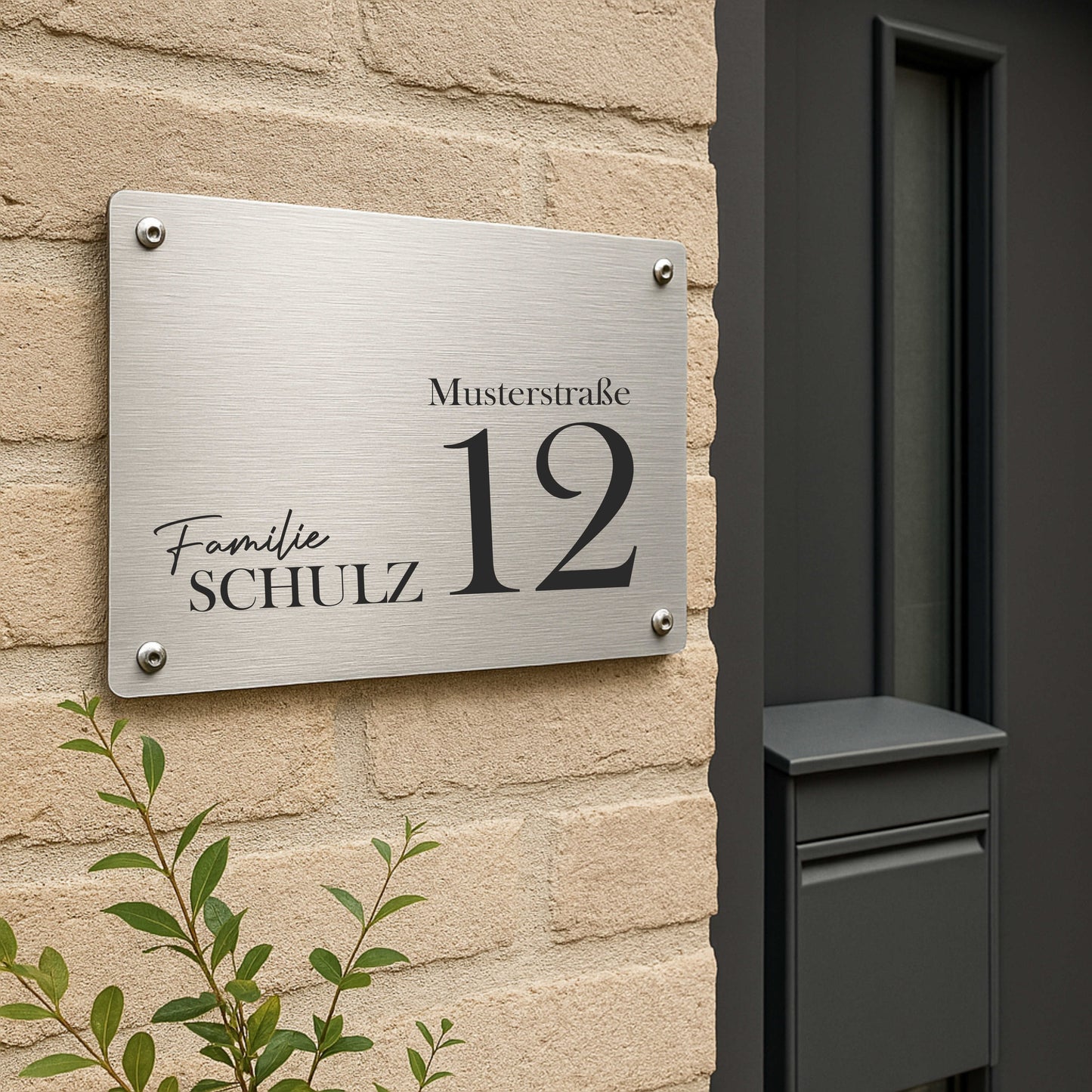 Personalisiertes Türschild „modern und ausdrucksstark“ aus gebürstetem Acryl