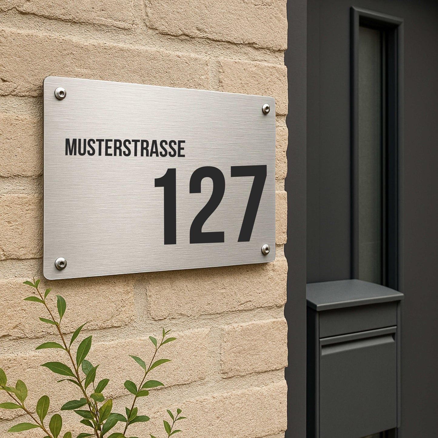 Personalisiertes Türschild „modern minimalistisch“ aus gebürstetem Acryl
