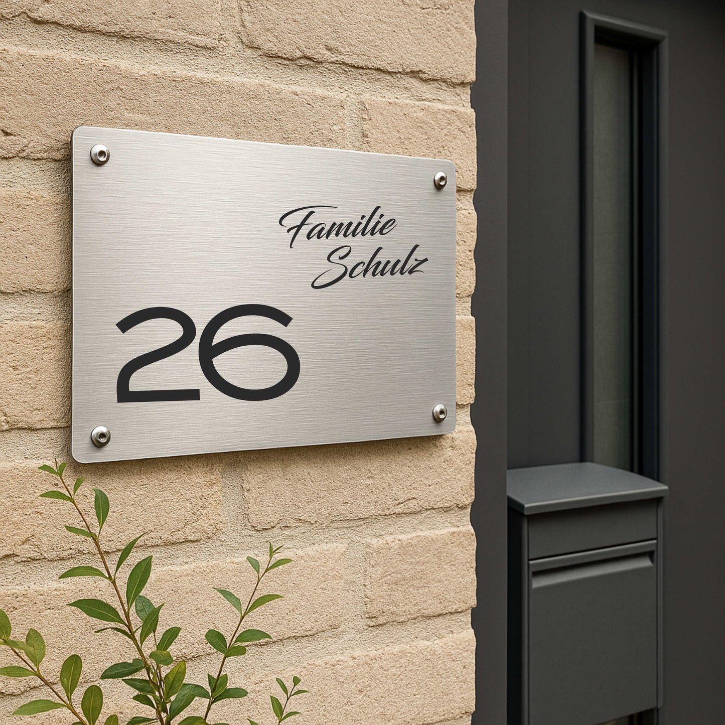 Personalisiertes Türschild „modern, elegant, reduziert“ aus gebürstetem Acryl