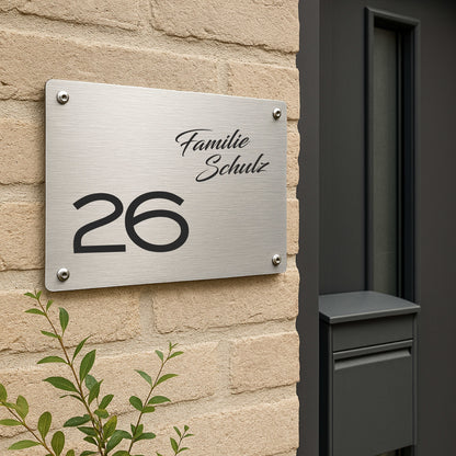 Personalisiertes Türschild „modern, elegant, reduziert“ aus gebürstetem Acryl