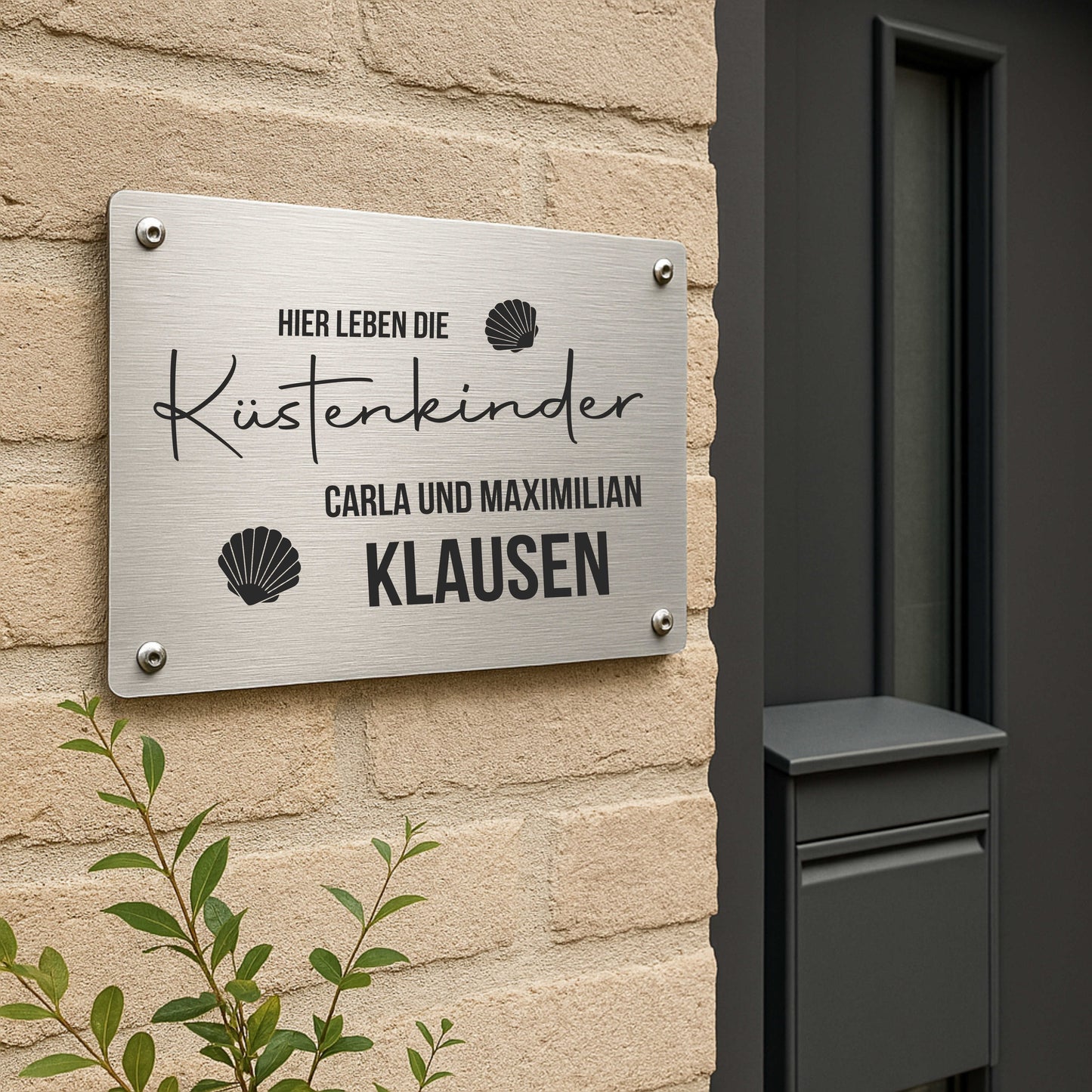 Maritimes Türschild personalisiert mit Namen aus Acryl - Küstenkinder