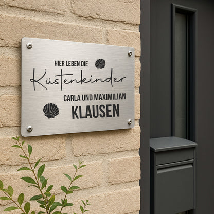 Maritimes Türschild personalisiert mit Namen aus Acryl - Küstenkinder