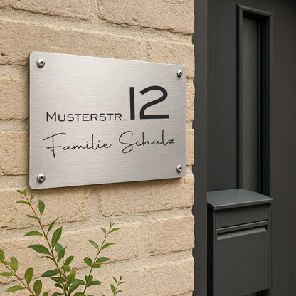 Personalisiertes Türschild „modern & zeitlos“ aus gebürstetem Acryl