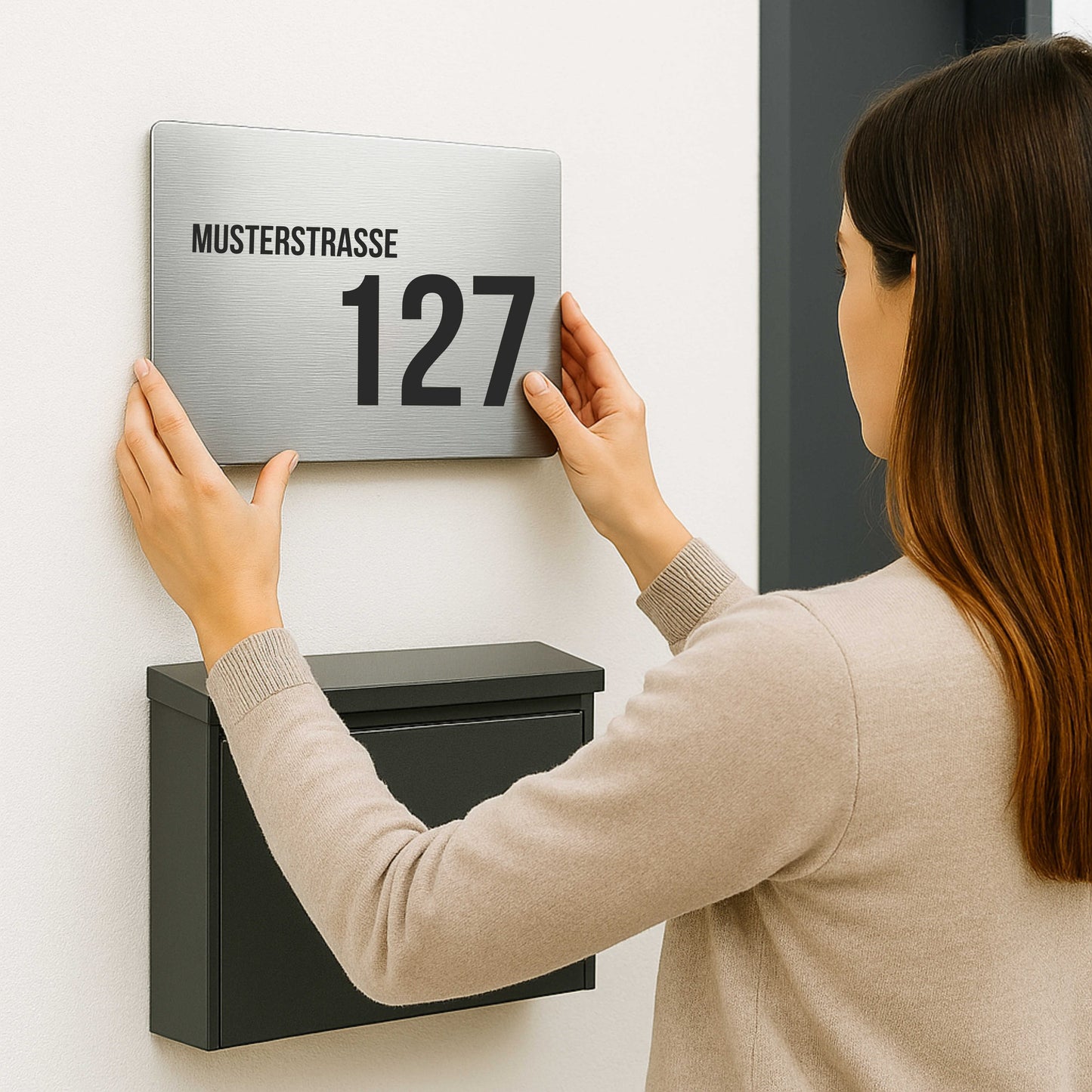 Personalisiertes Türschild „modern minimalistisch“ aus gebürstetem Acryl