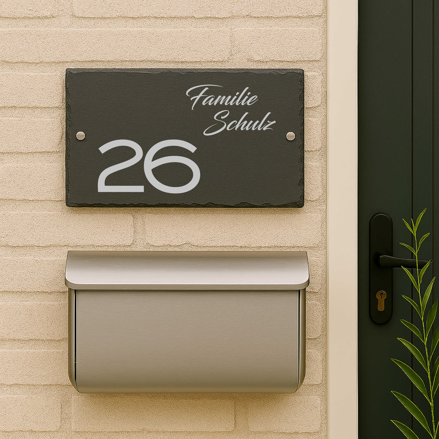 Personalisiertes Türschild aus Schiefer – modern & elegant reduziert