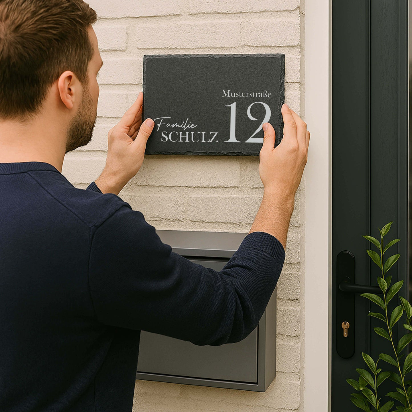 Personalisiertes Türschild aus Schiefer – elegant & ausdrucksstark