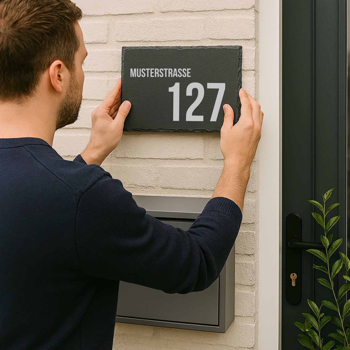 Personalisiertes Türschild aus Schiefer – modern & minimalistisch