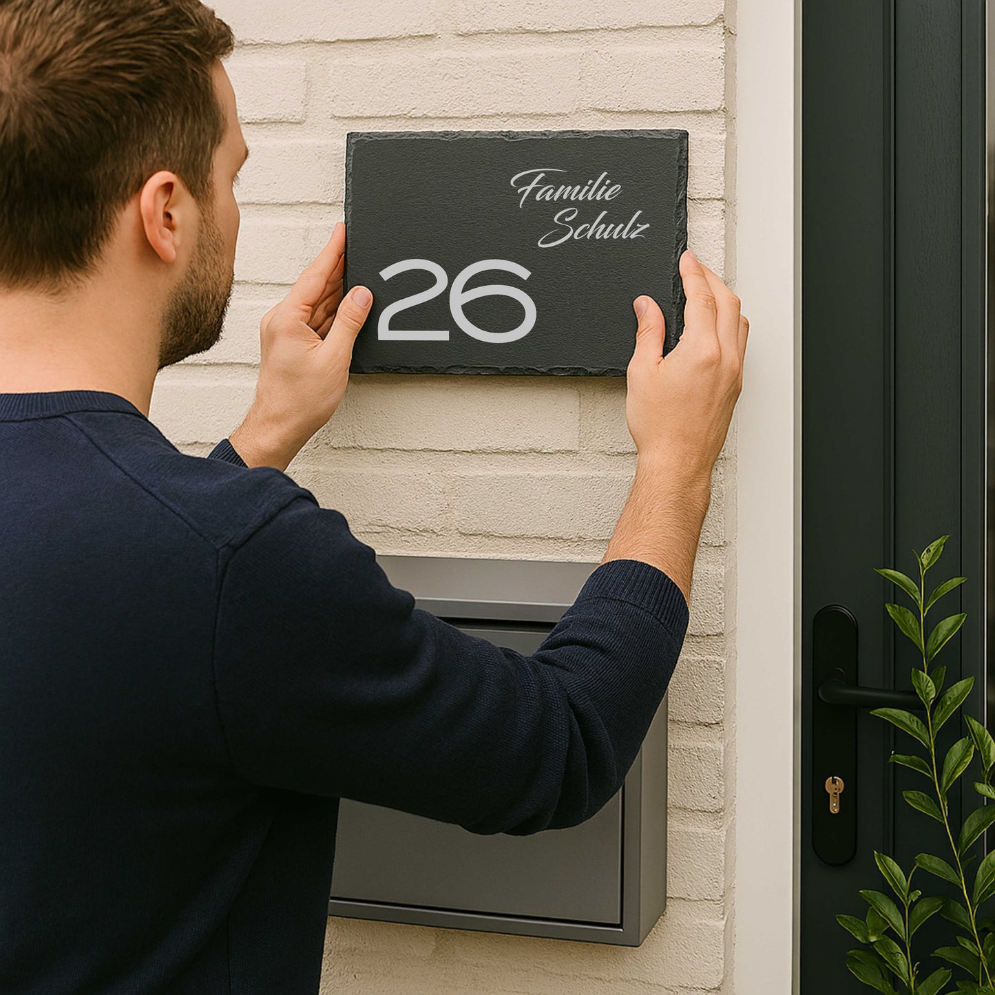 Personalisiertes Türschild aus Schiefer – modern & elegant reduziert