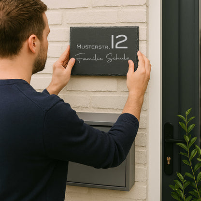 Personalisiertes Türschild aus Schiefer – modern & zeitlos