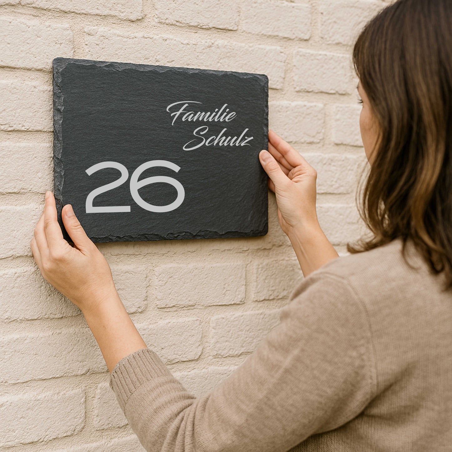 Personalisiertes Türschild aus Schiefer – modern & elegant reduziert