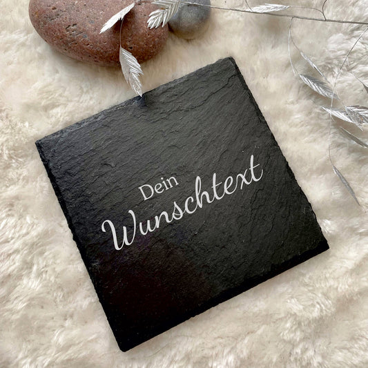Personalisierte Schiefertafel eckig mit Wunschtext