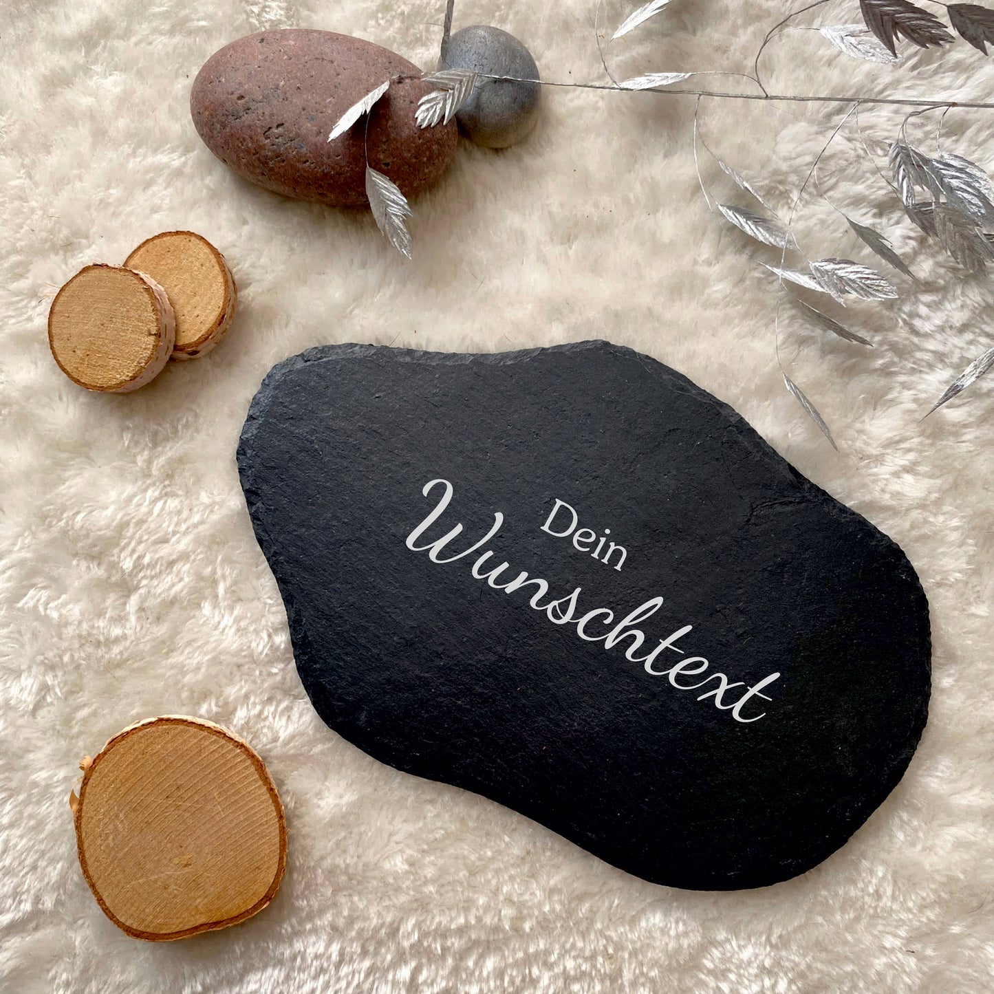 Personalisierte Schiefertafel als Wolke mit Wunschtext