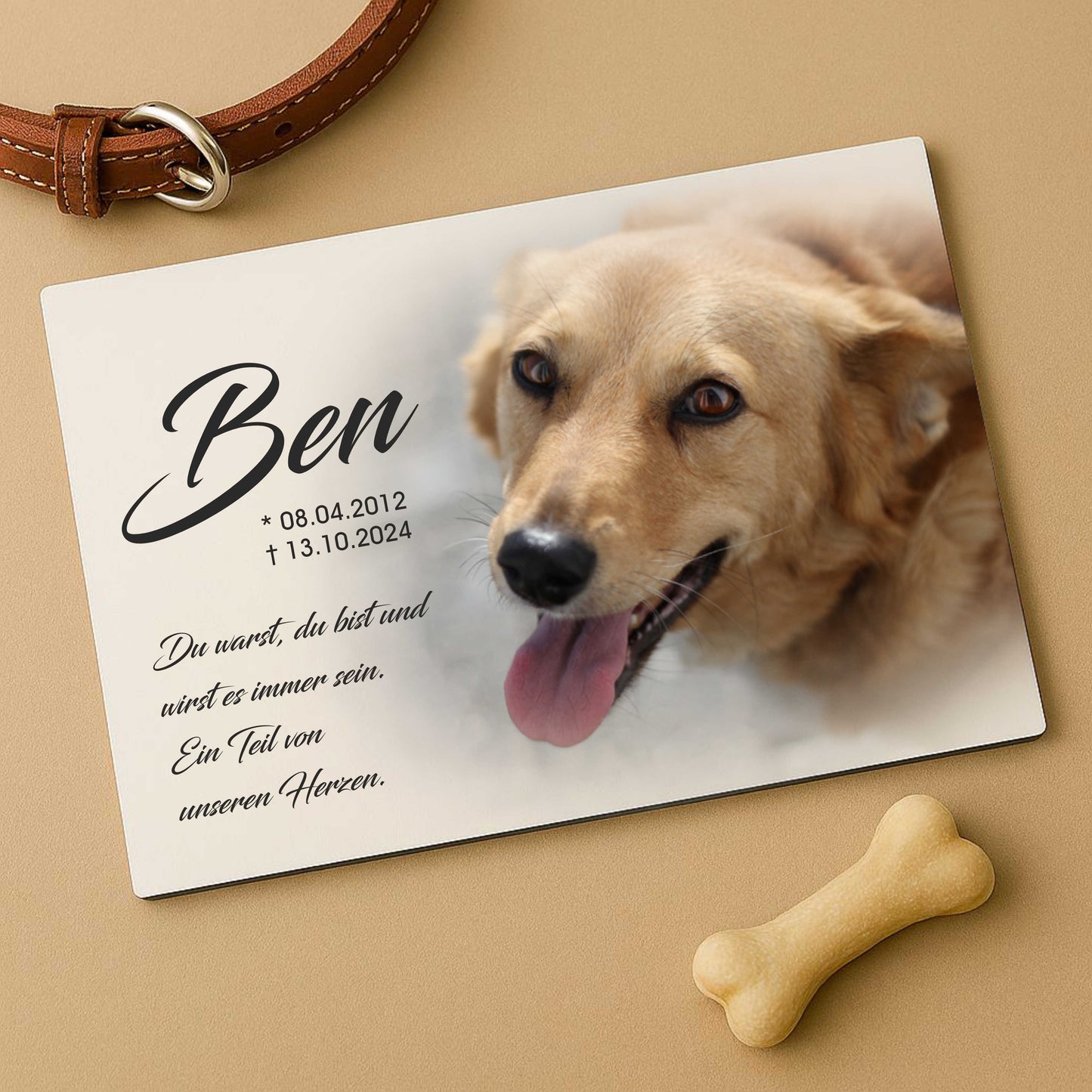 Erinnerungstafel mit Foto und Text für Tiere - Aluverbundplatte 3mm