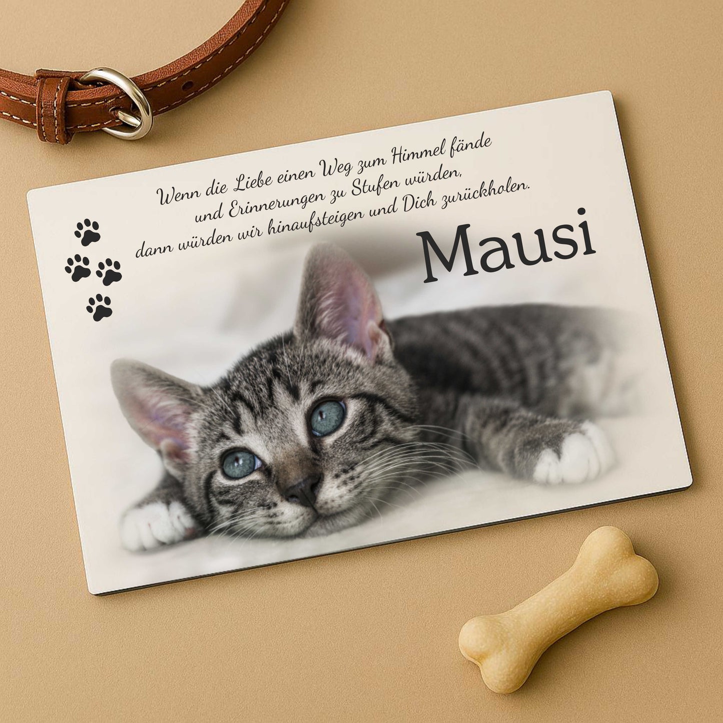 Erinnerungstafel mit Foto und Text für Tiere - Aluverbundplatte 3mm