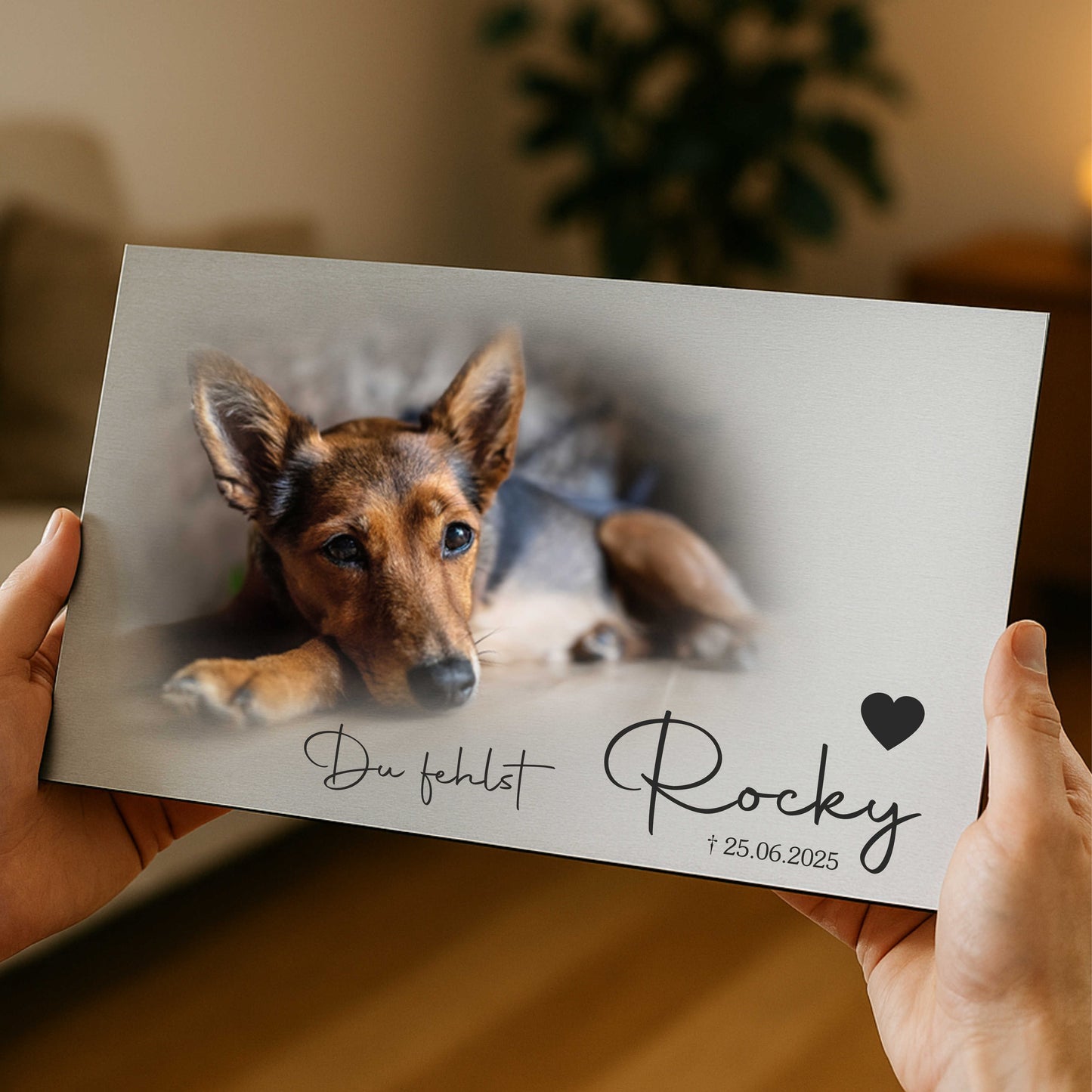 Erinnerungstafel mit Foto und Text für Tiere - Aluverbundplatte 3mm