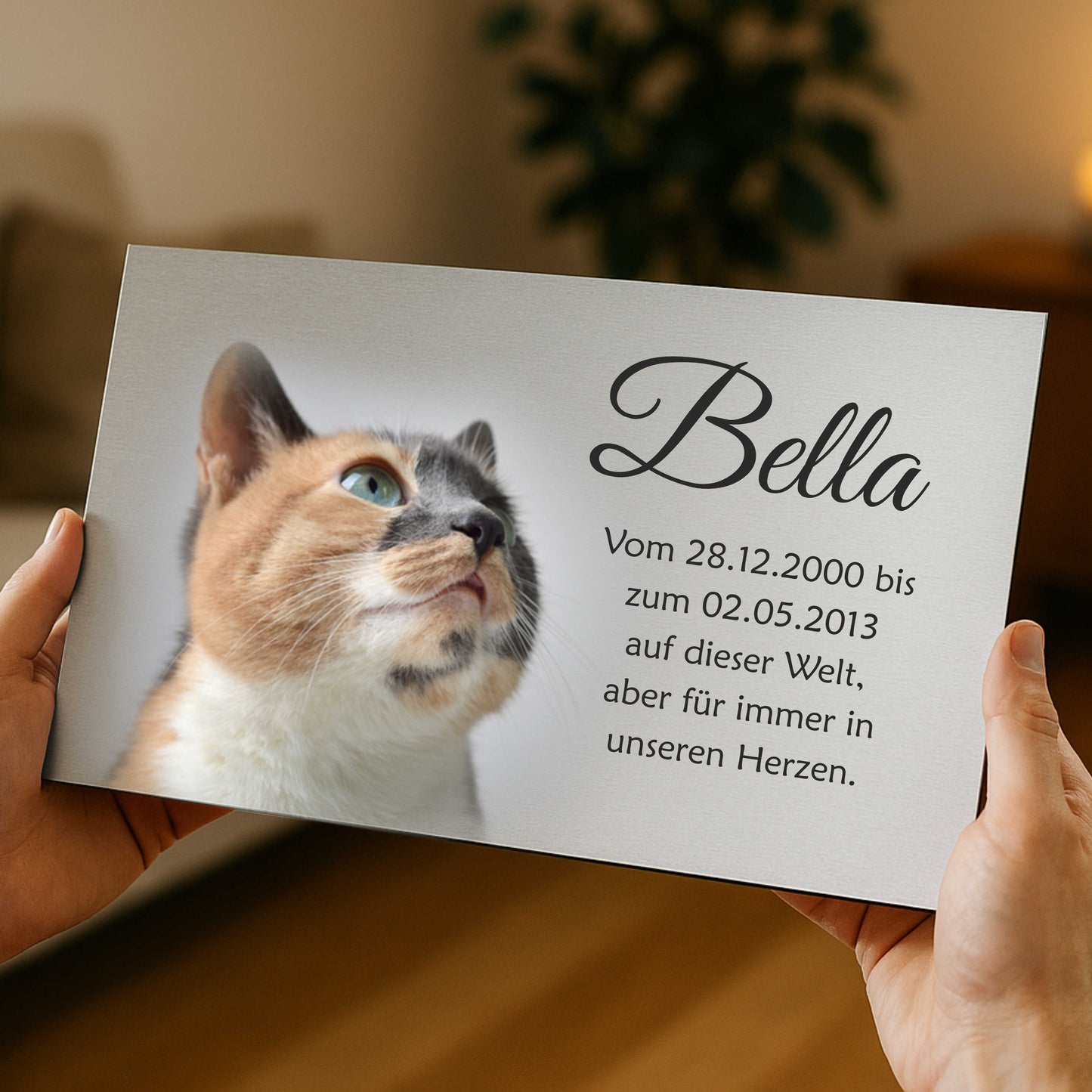 Erinnerungstafel mit Foto und Text für Tiere - Aluverbundplatte 3mm