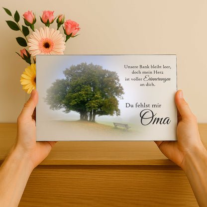Personalisiertes Gedenkschild mit Foto und Text - Aluverbundplatte 3 mm