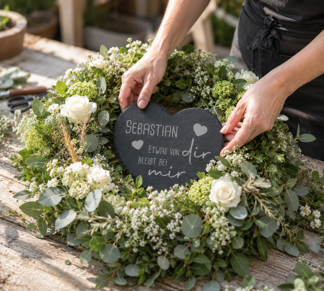 Kleine Schieferherzen mit Namen und Spruch personalisiert - „Etwas von dir…“