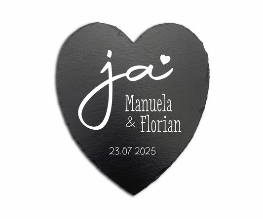 Personalisiertes Schieferherz zur Hochzeit oder Jahrestag